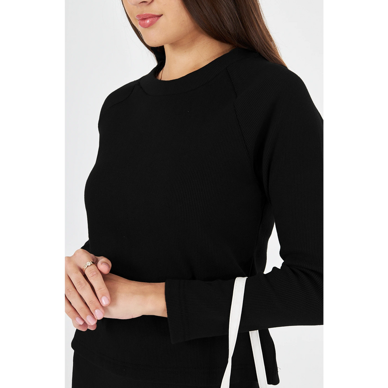 Black Ribbed Top & Skirt Matching Set | Montivo Pakistan
