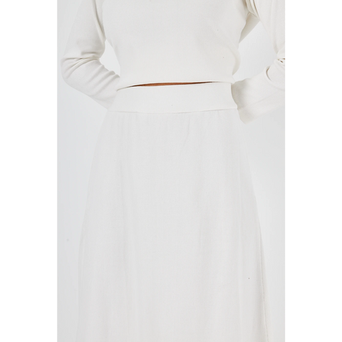 White Ribbed Top & Skirt Matching Set | Montivo Pakistan