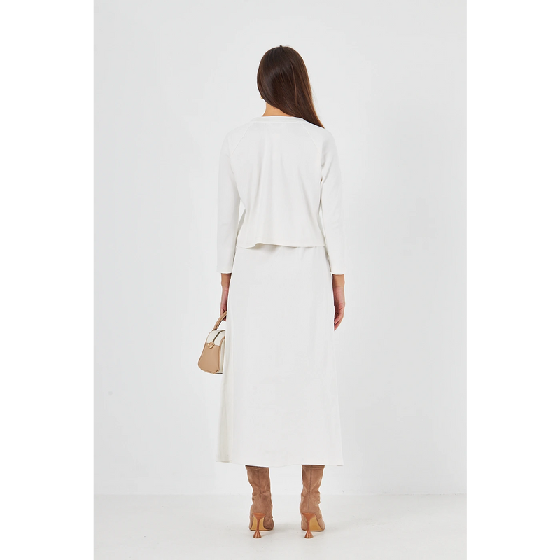 White Ribbed Top & Skirt Matching Set | Montivo Pakistan