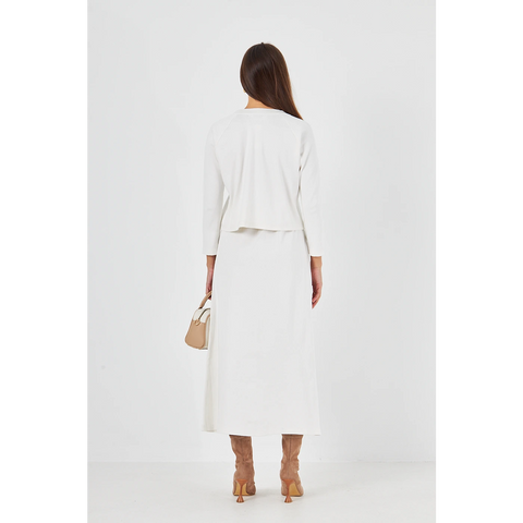 White Ribbed Top & Skirt Matching Set | Montivo Pakistan
