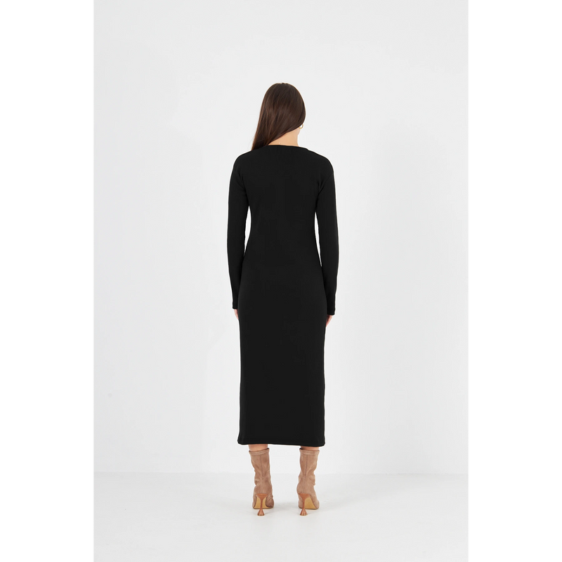 Black Square Neck Bodycon Dress | Montivo Pakistan