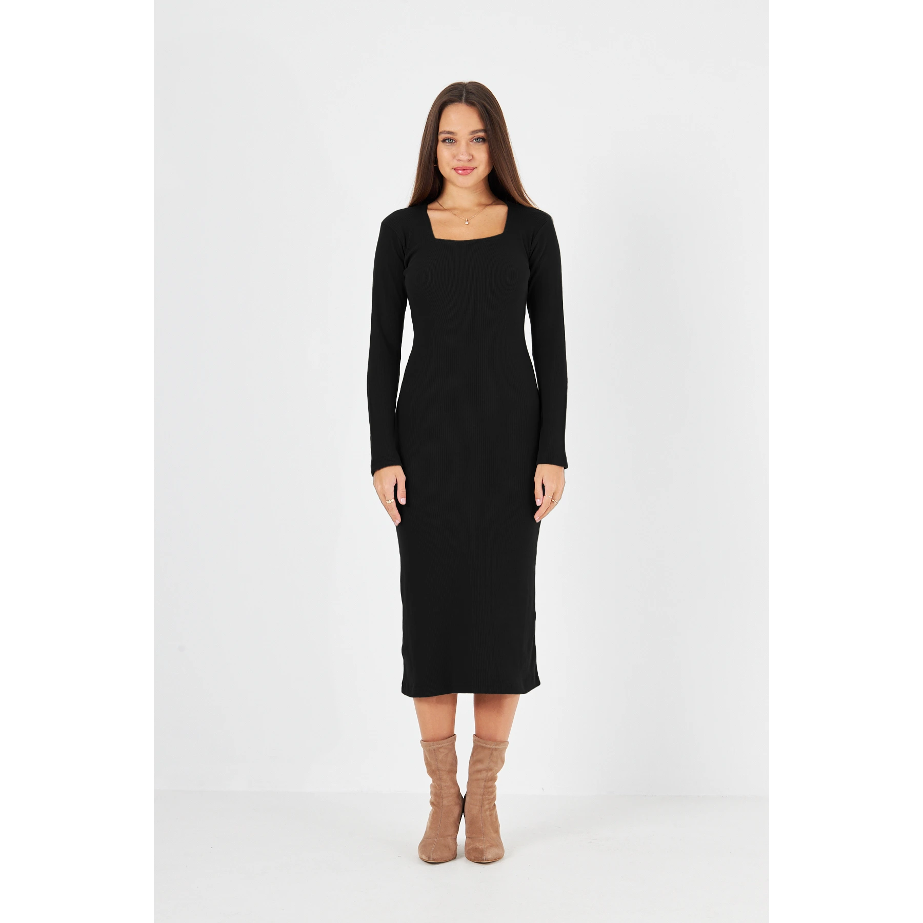 princess polly baby blue dress Scuba Wide Strap Square Neck Bodycon Dress - Black
