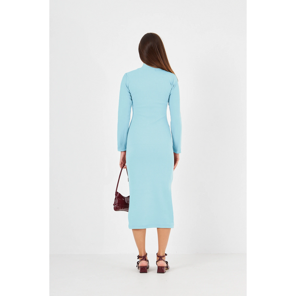 Light Blue Square Neck Bodycon Dress | Montivo Pakistan