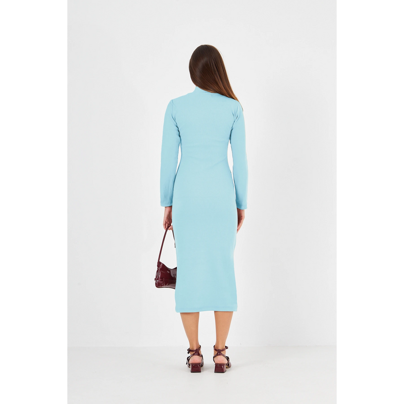 Light Blue Square Neck Bodycon Dress | Montivo Pakistan