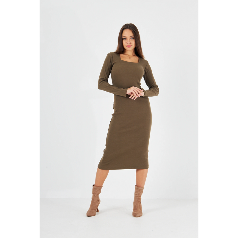 Green Square Neck Bodycon Dress | Montivo Pakistan