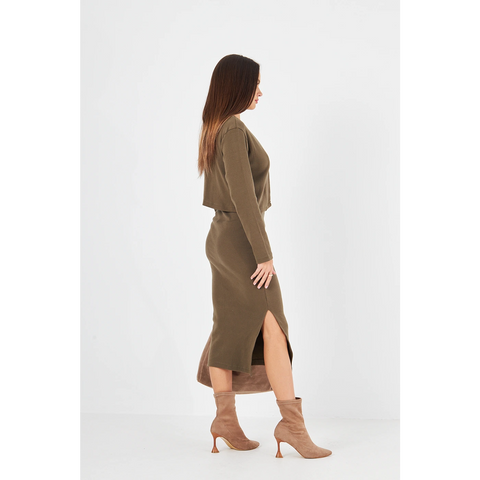 Green Cardigan Dress Matching Set | Montivo Pakistan