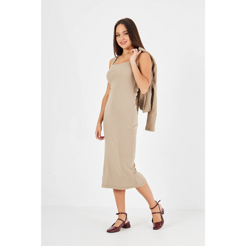 Beige Cardigan Dress Matching Set | Montivo Pakistan