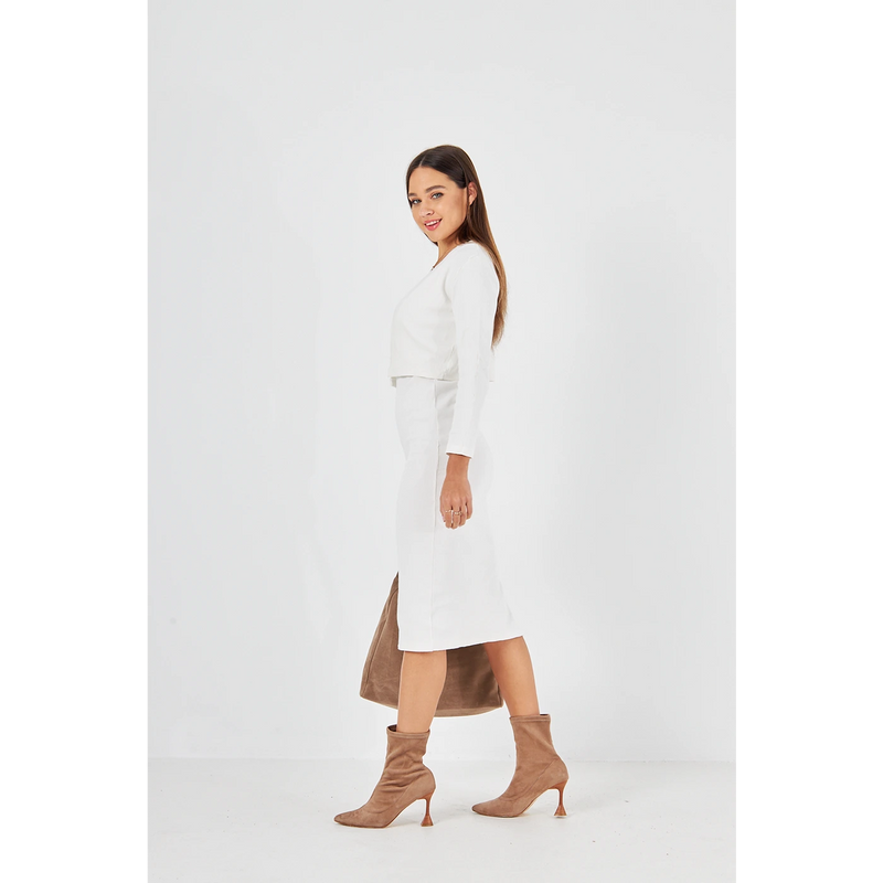White Cardigan Dress Matching Set | Montivo Pakistan