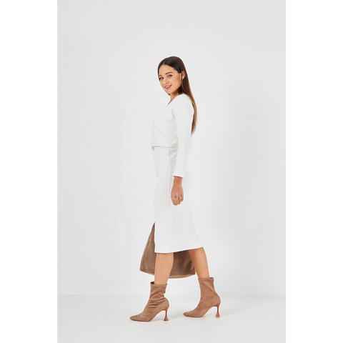 White Cardigan Dress Matching Set | Montivo Pakistan