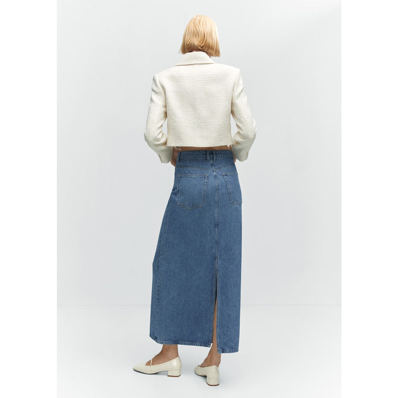 Mid Blue Long Denim Back Slit Skirts | Montivo Pakistan