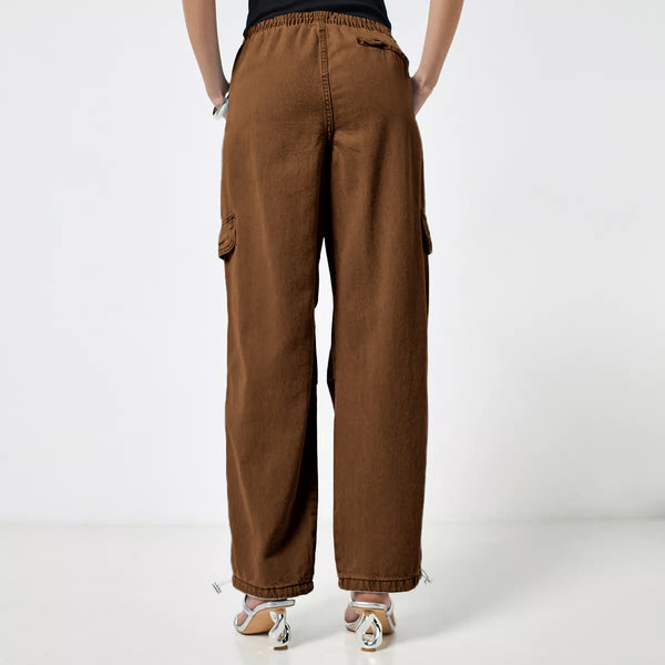 Khaki Wide Leg Cargo Jeans | Montivo Pakistan