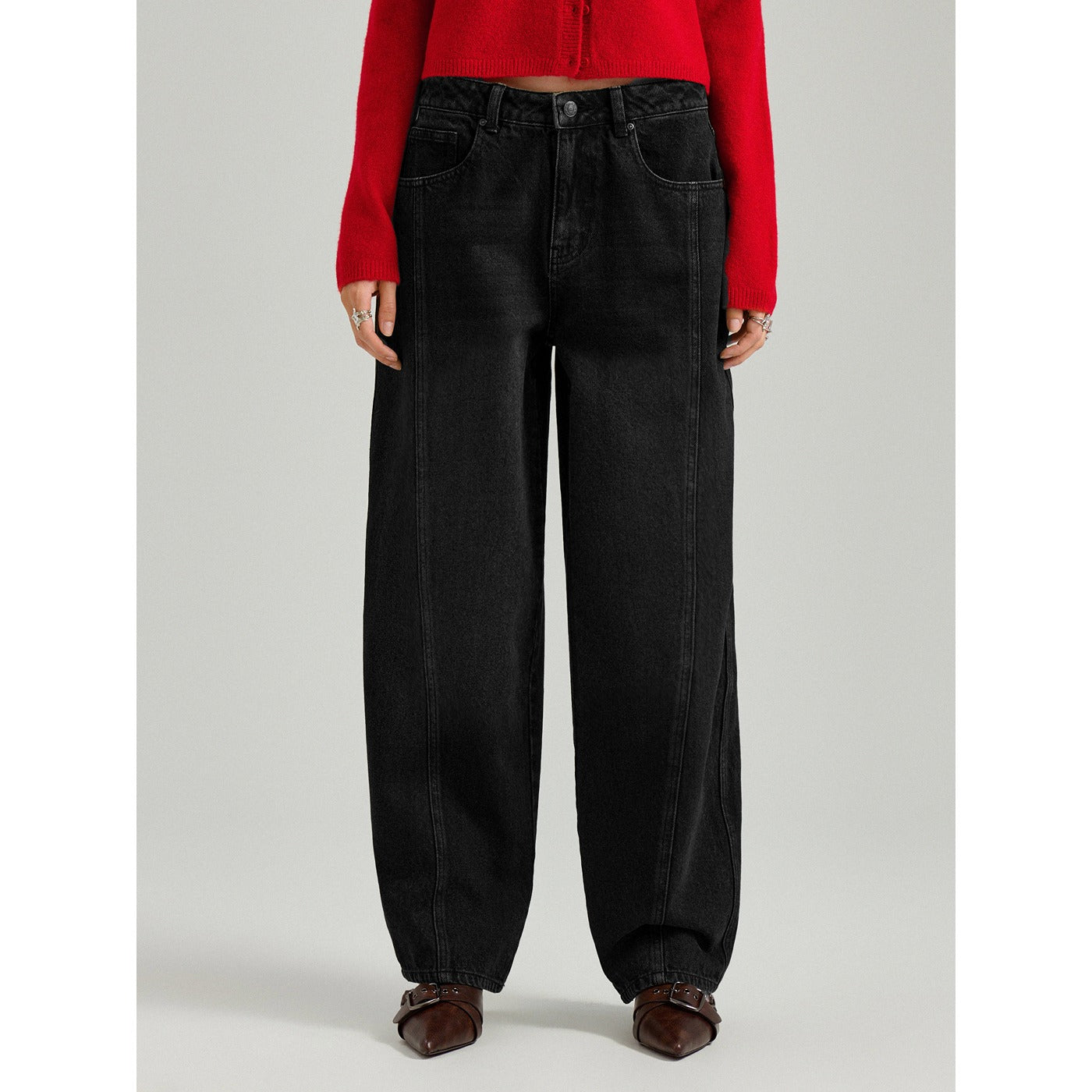 Black Faded Baggy Wide Jeans | Montivo Pakistan
