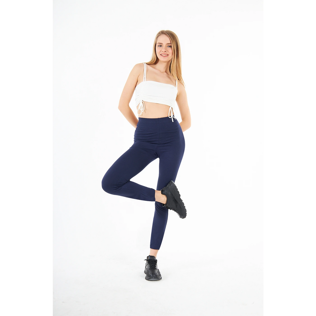 Navy Cotton Jersey Leggings | Montivo Pakistan