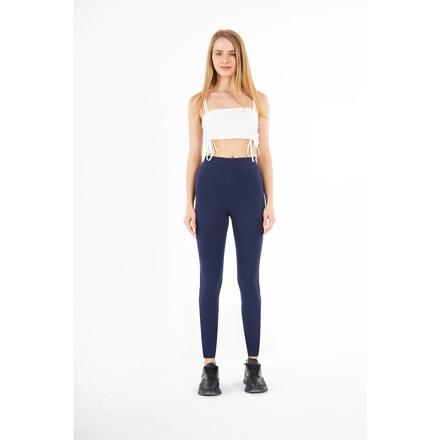 Navy Cotton Jersey Leggings | Montivo Pakistan