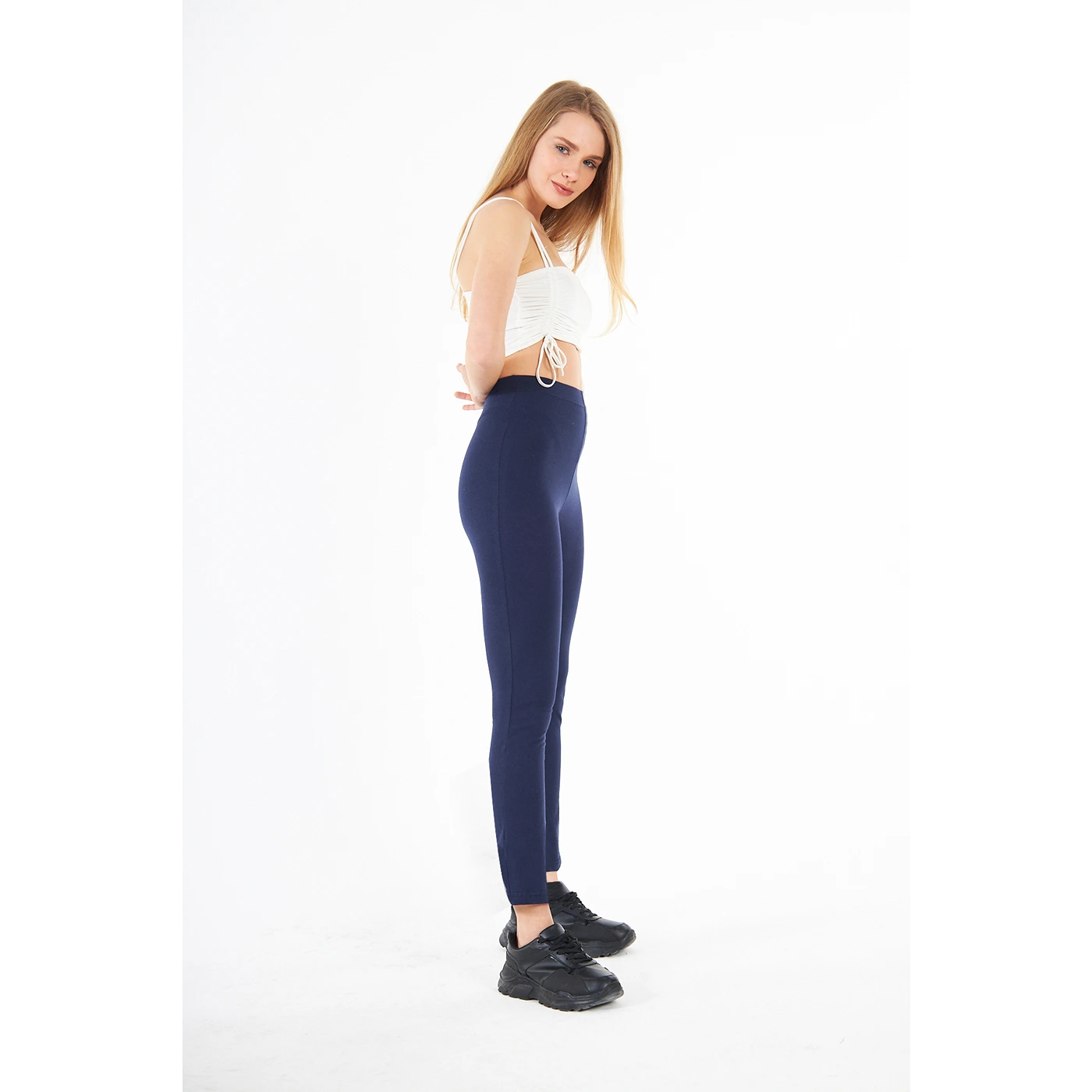 Navy Cotton Jersey Leggings | Montivo Pakistan