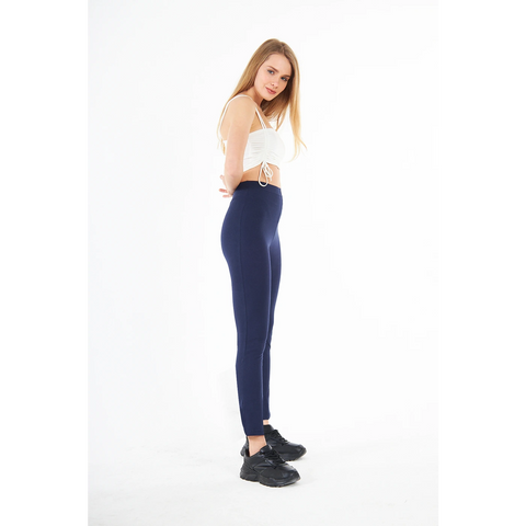 Navy Cotton Jersey Leggings | Montivo Pakistan