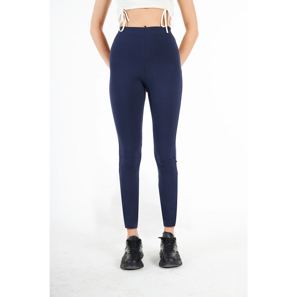 Navy Cotton Jersey Leggings | Montivo Pakistan