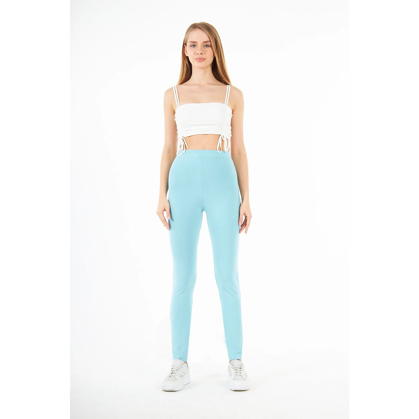Light Blue Cotton Jersey Leggings | Montivo Pakistan