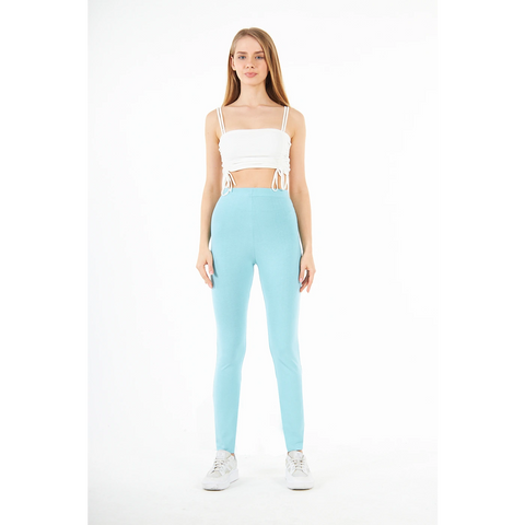 Light Blue Cotton Jersey Leggings | Montivo Pakistan