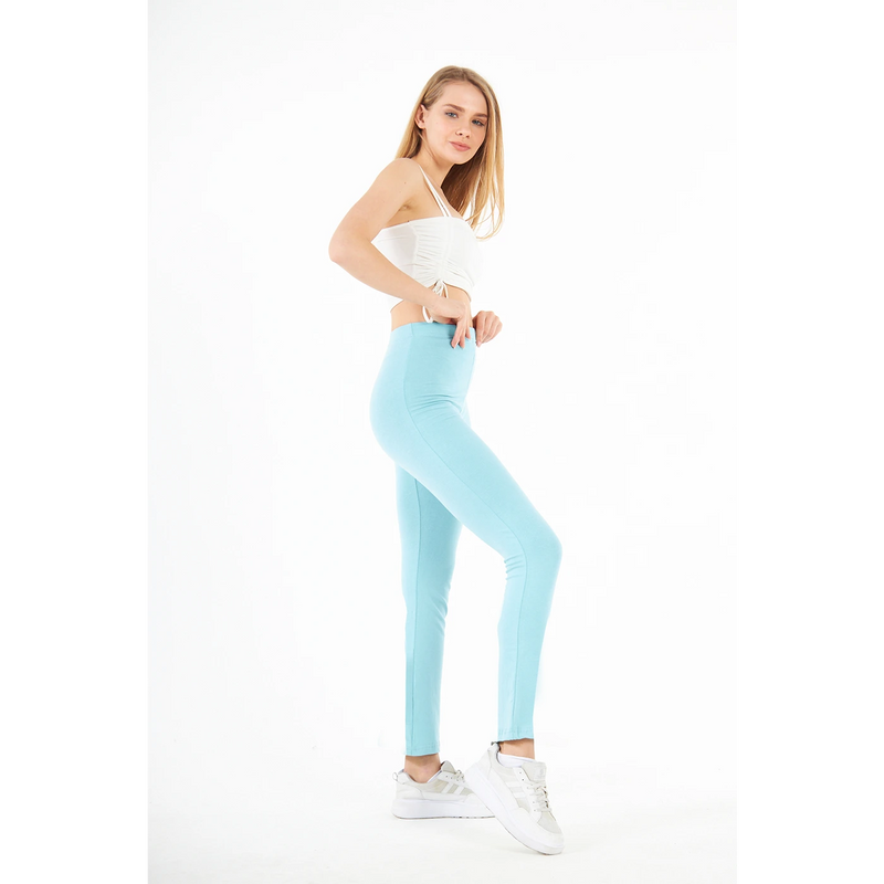 Light Blue Cotton Jersey Leggings | Montivo Pakistan