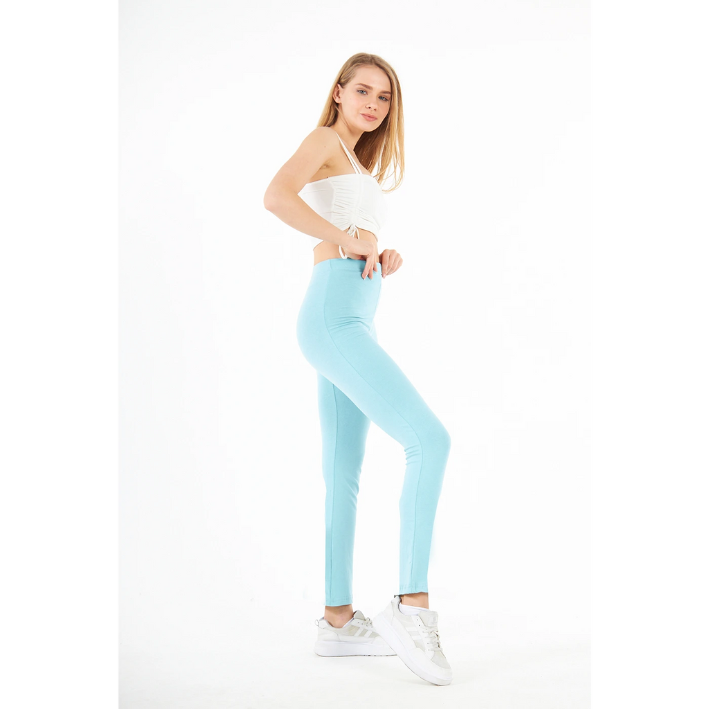 Light Blue Cotton Jersey Leggings | Montivo Pakistan