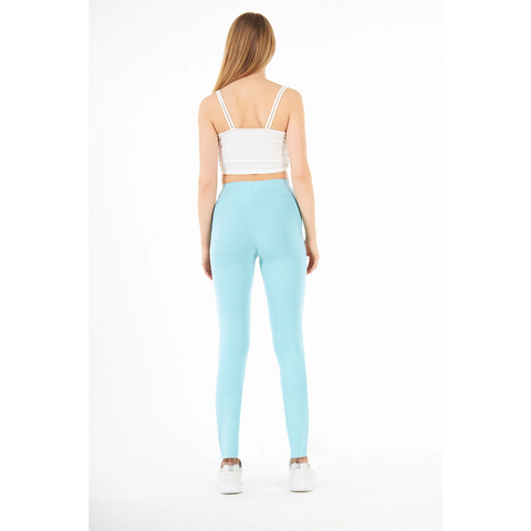 Light Blue Cotton Jersey Leggings | Montivo Pakistan