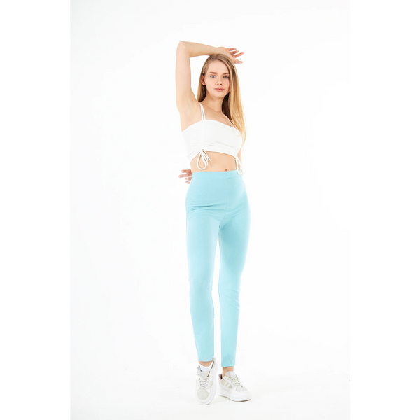 Light Blue Cotton Jersey Leggings | Montivo Pakistan