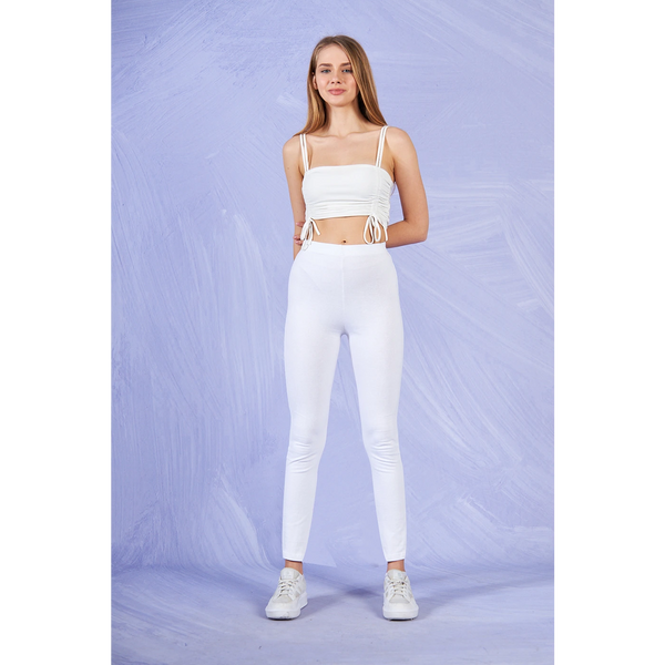 White Cotton Jersey Leggings | Montivo Pakistan