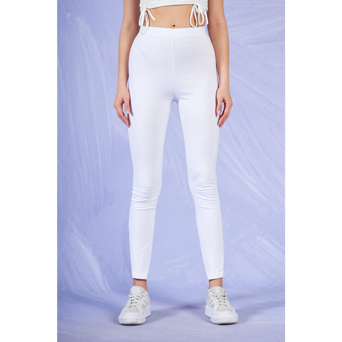 White Cotton Jersey Leggings | Montivo Pakistan