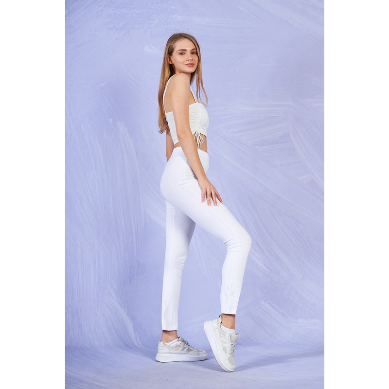White Cotton Jersey Leggings | Montivo Pakistan