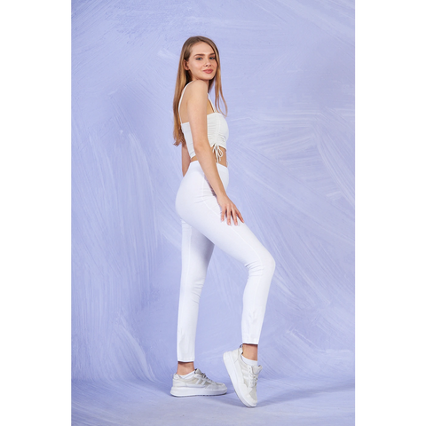 White Cotton Jersey Leggings | Montivo Pakistan