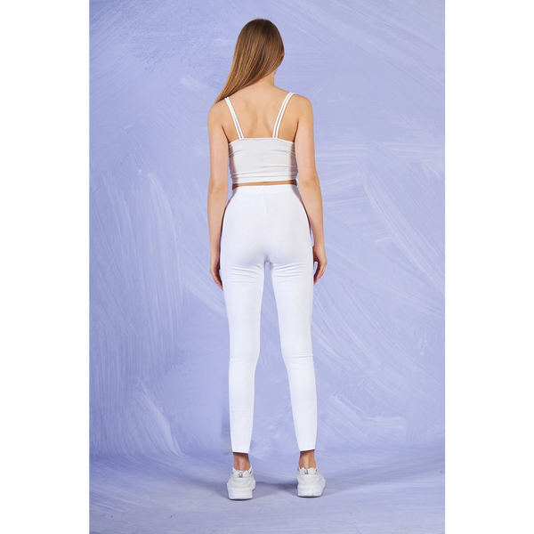 White Cotton Jersey Leggings | Montivo Pakistan