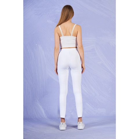 White Cotton Jersey Leggings | Montivo Pakistan