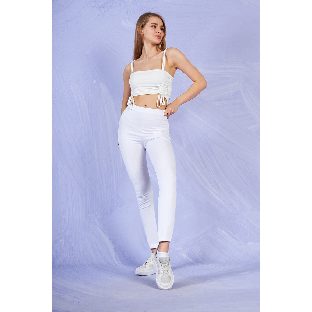 White Cotton Jersey Leggings | Montivo Pakistan