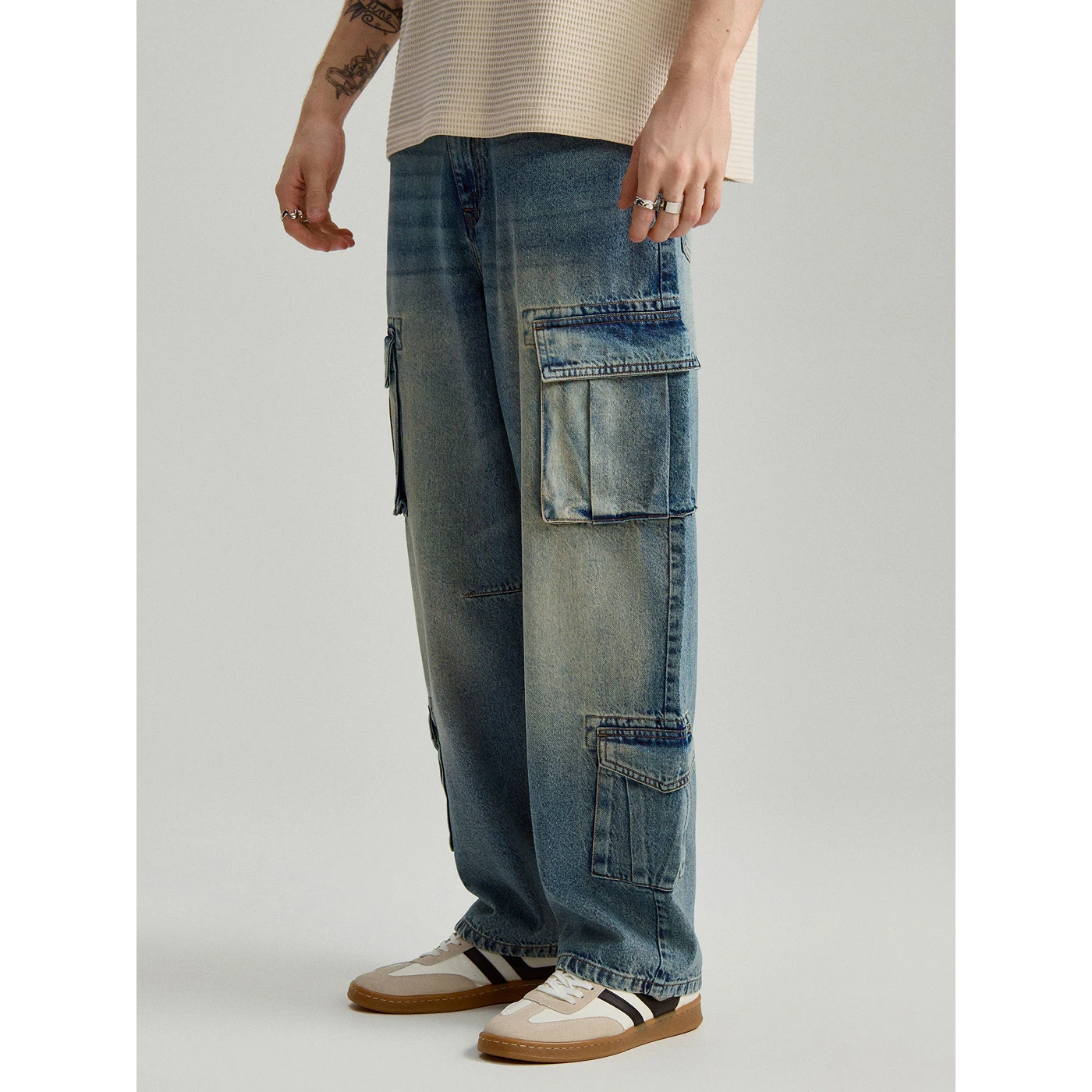 Vintage Blue Baggy Cargo Jeans | Montivo Pakistan