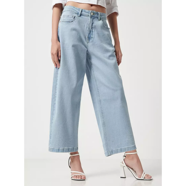 Light Blue High Rise Wide Leg Culotte Jeans | Montivo Pakistan