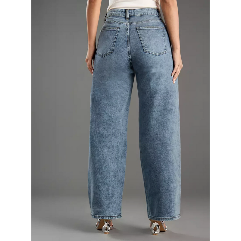 Plain Wide Leg High Jeans | Montivo Pakistan
