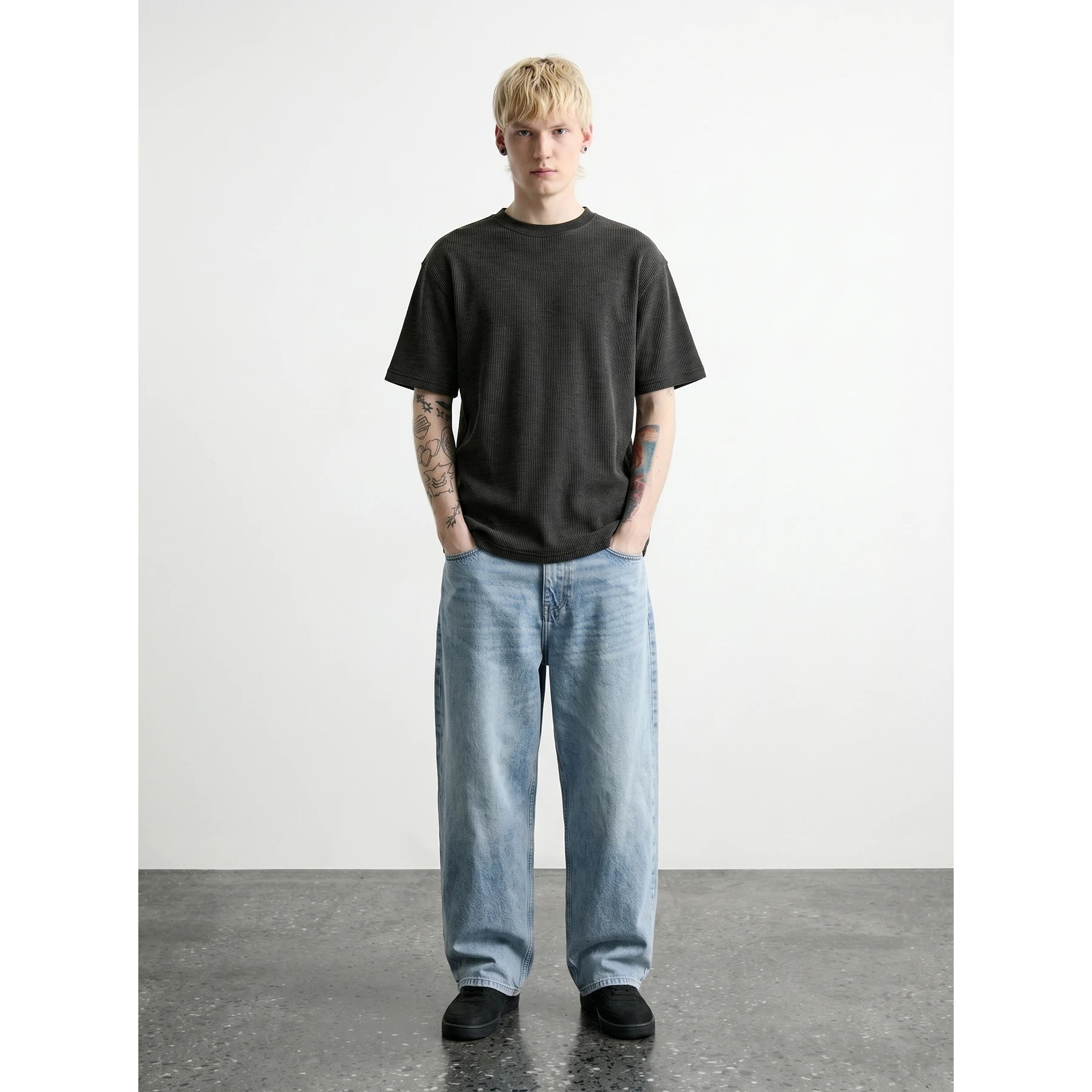 Black STWD Waffle Overszied Tshirt | Montivo Pakistan