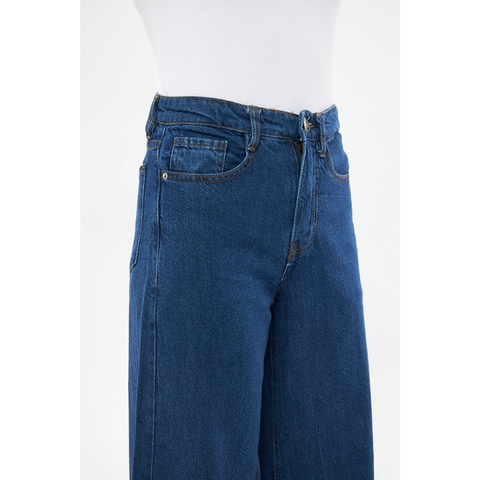 Mid Blue Puddle Wide Leg Jeans | Montivo Pakistan