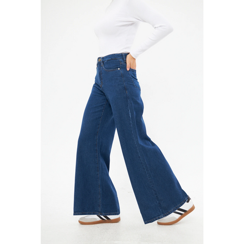 Mid Blue Puddle Wide Leg Jeans | Montivo Pakistan