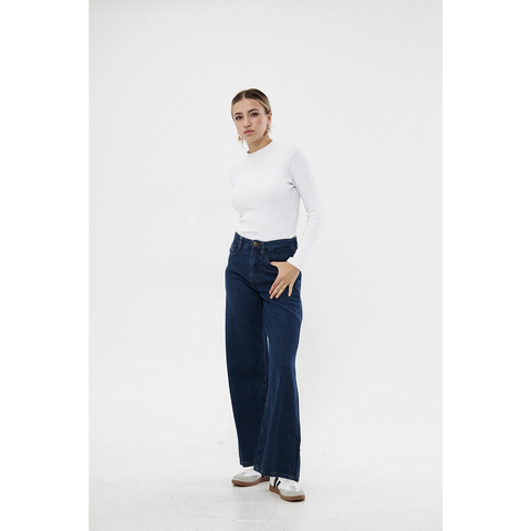Dark Blue Puddle Wide Leg Jeans | Montivo Pakistan