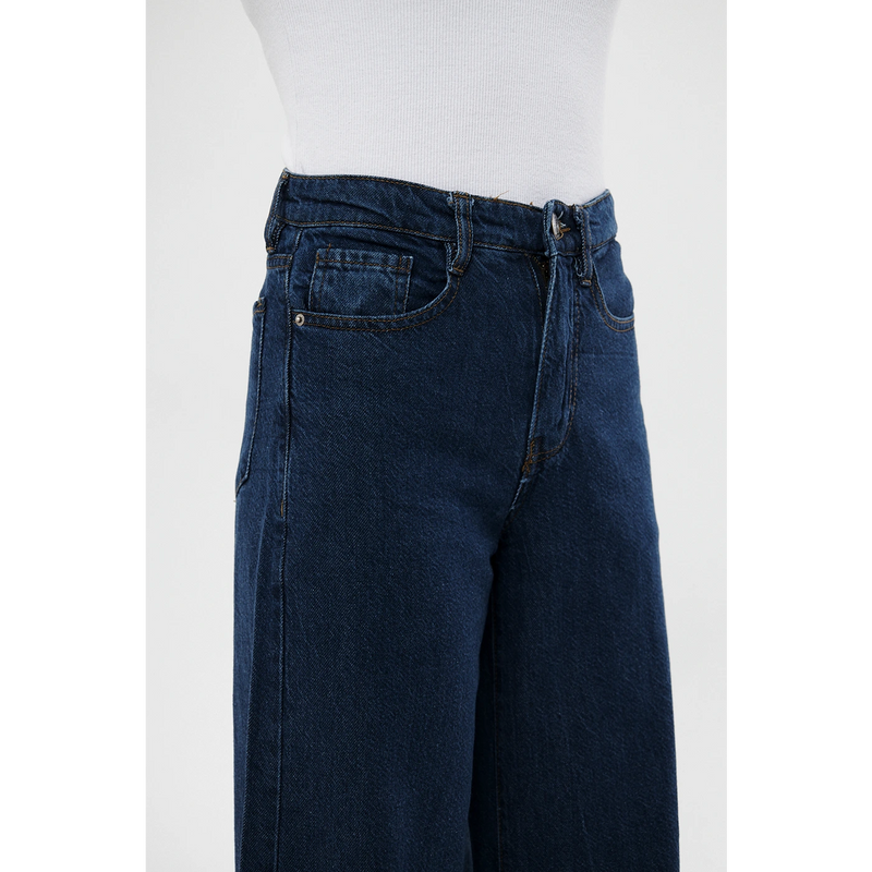 Dark Blue Puddle Wide Leg Jeans | Montivo Pakistan