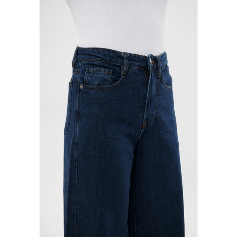 Dark Blue Puddle Wide Leg Jeans | Montivo Pakistan