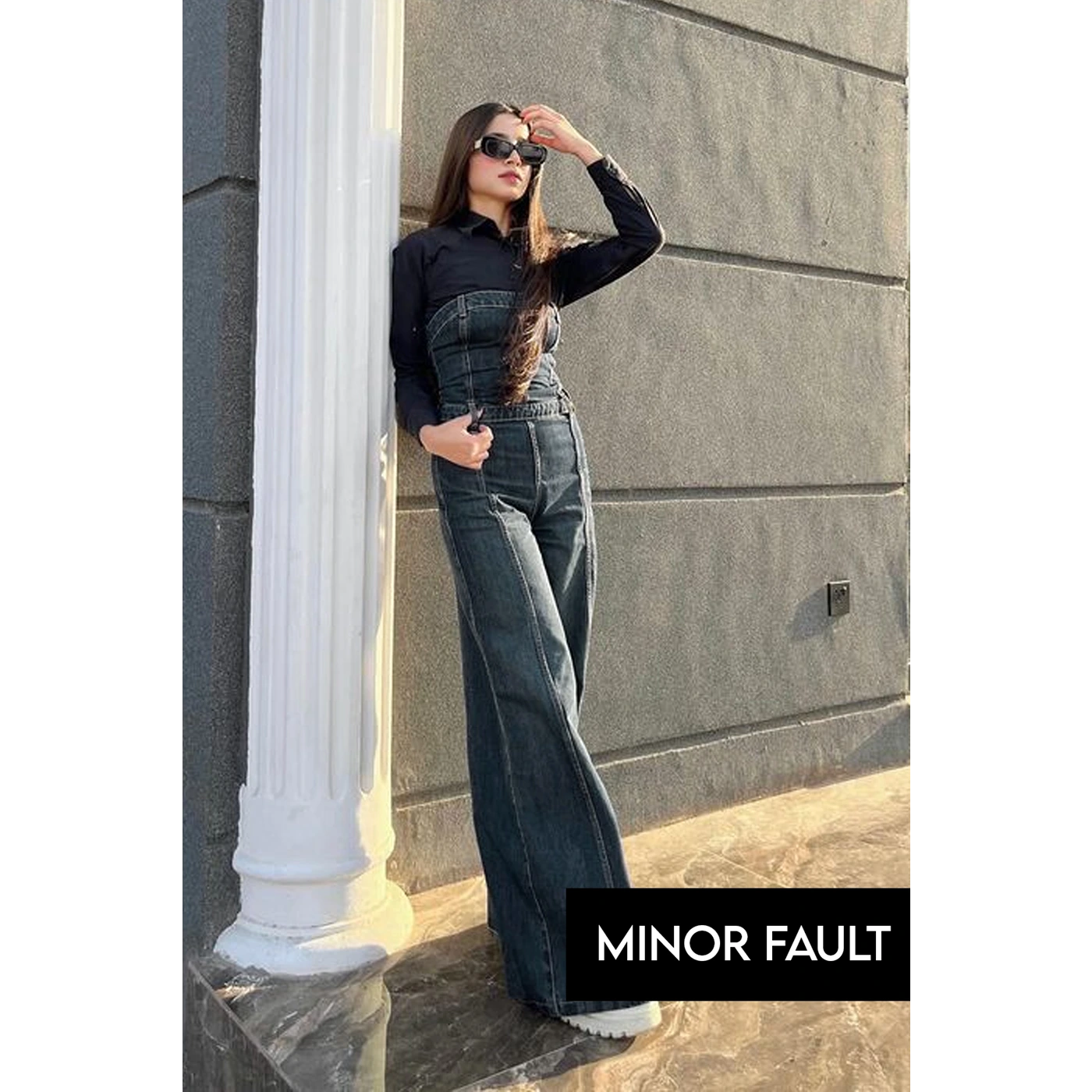 (Minor Fault) Vintage Blue Denim Jumpsuit | Montivo Pakistan