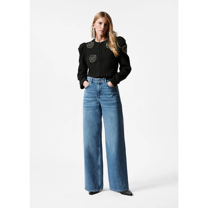 Mid Blue Long Wide Leg Jeans | Montivo Pakistan