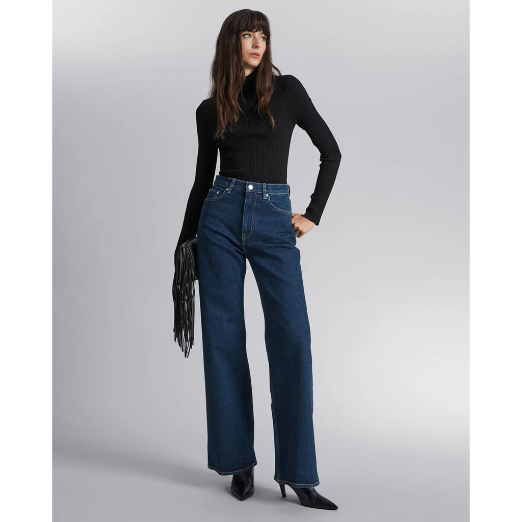 Mid Blue Long Wide Leg Jeans | Montivo Pakistan