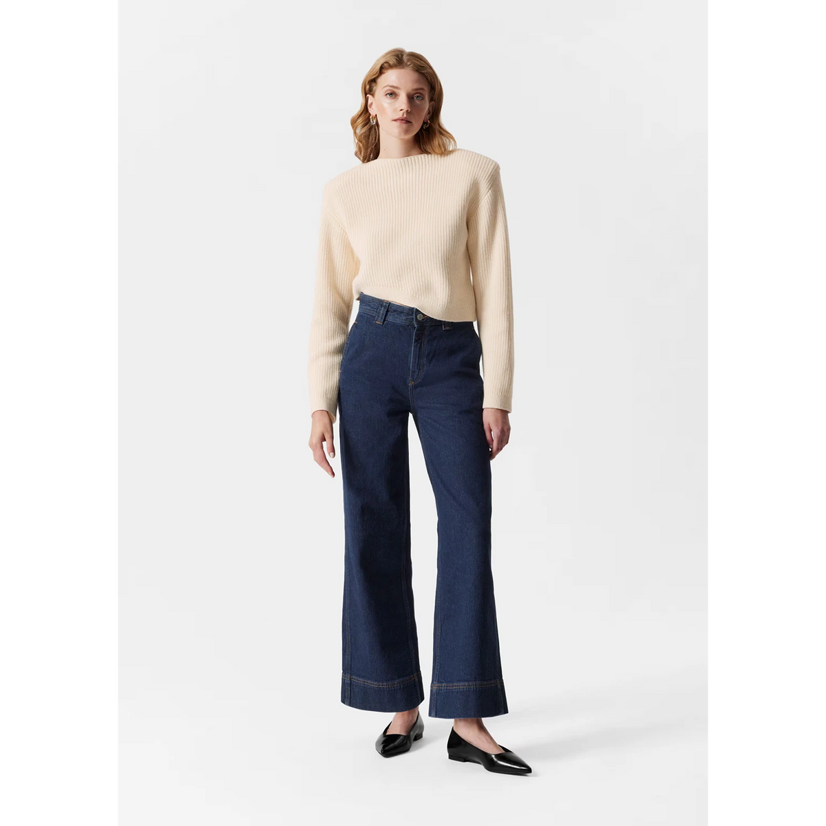 Dark Blue Wide Leg High Waist Jeans | Montivo Pakistan