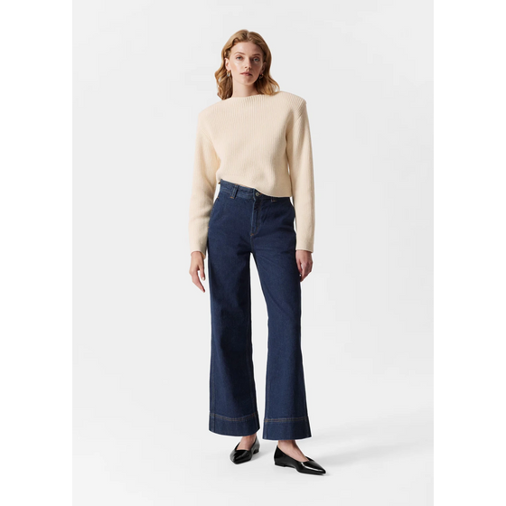 Dark Blue Wide Leg High Waist Jeans | Montivo Pakistan