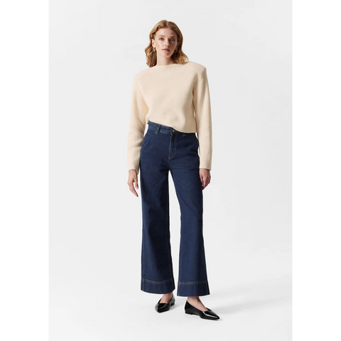 Dark Blue Wide Leg High Waist Jeans | Montivo Pakistan