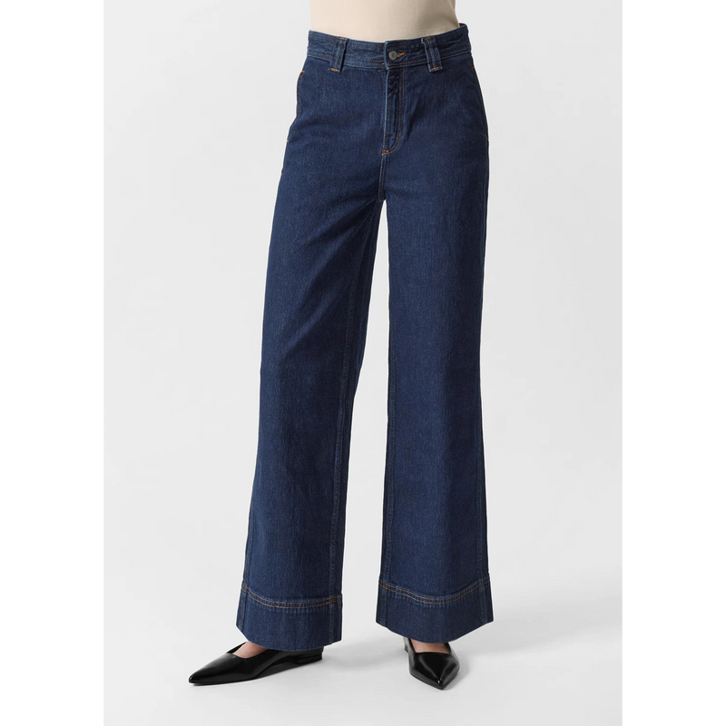 Dark Blue Wide Leg High Waist Jeans | Montivo Pakistan